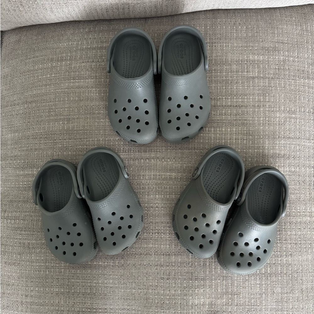 Kids Gray CROCS - 3 pairs